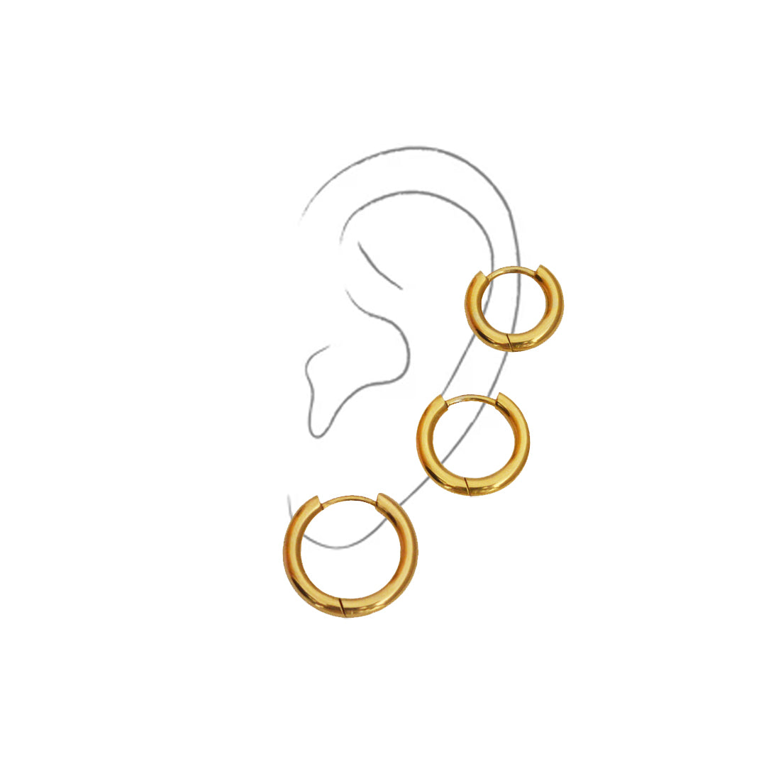DUSK. 3 Pairs Gold Small Hoop Earring Set