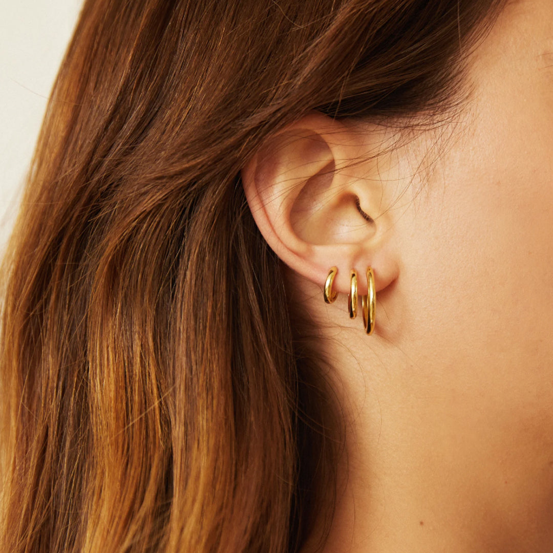 DUSK. 3 Pairs Gold Small Hoop Earring Set