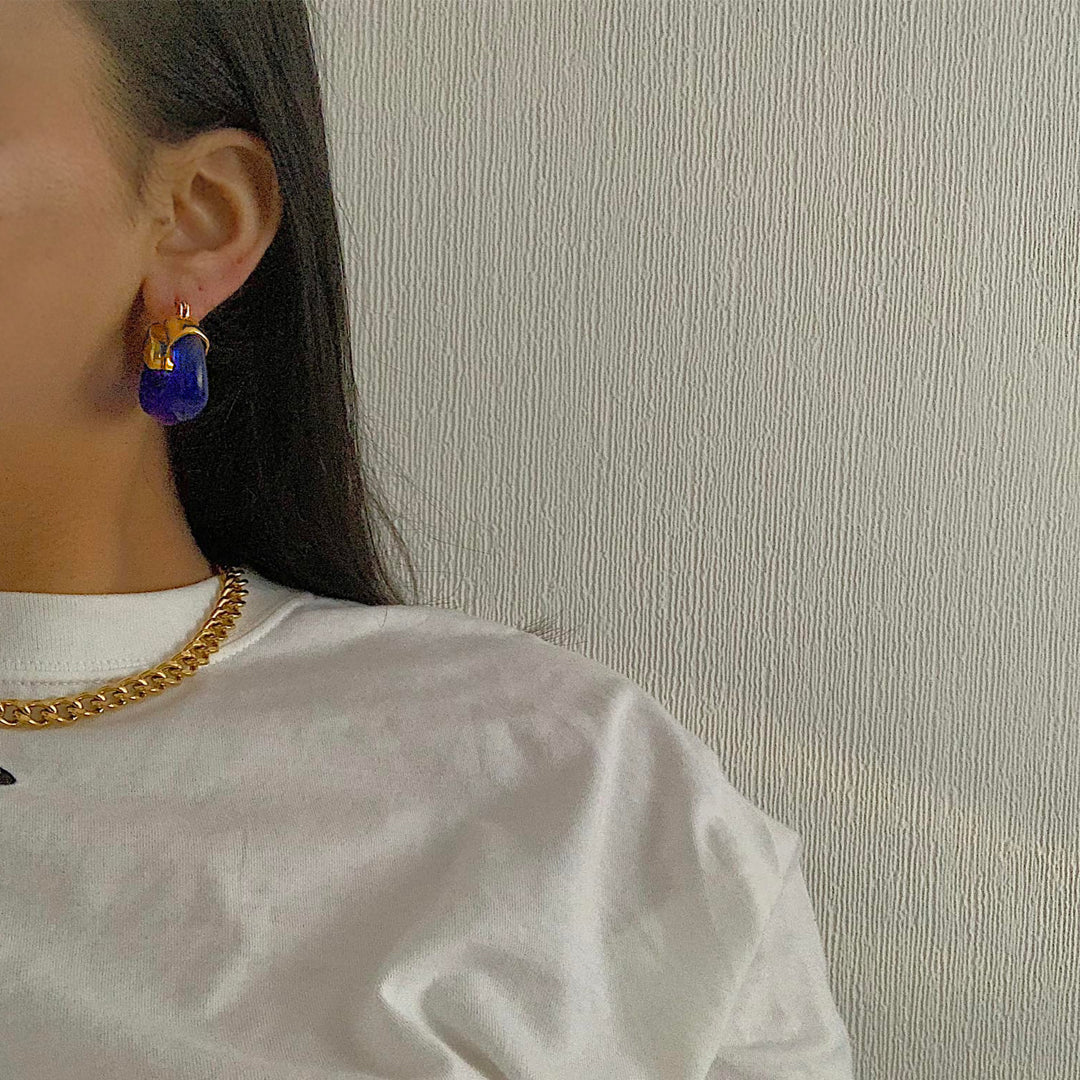 ADONIS. Cobalt Blue Statement Earrings IMPERFECT