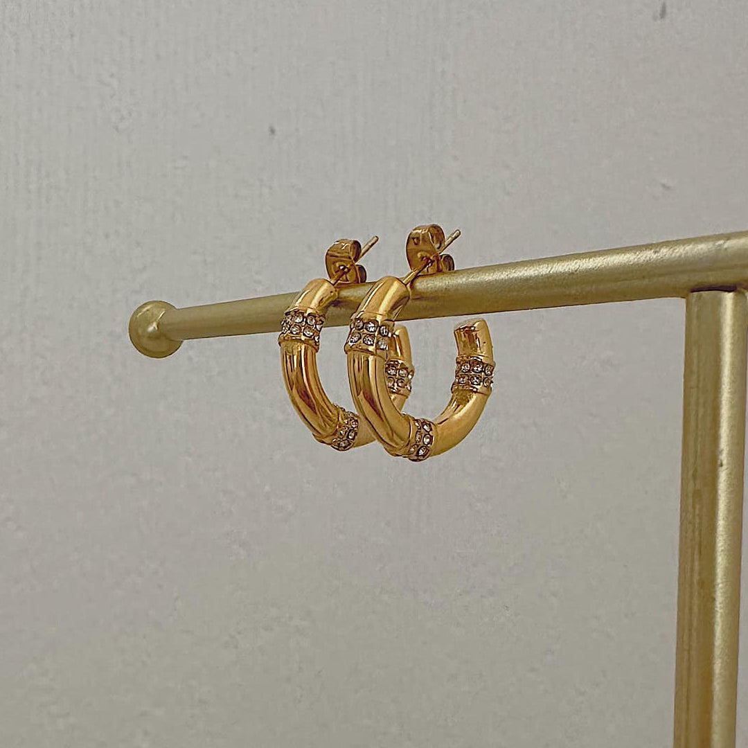 ALCHEMY. Gold Crystal Hoop Earrings
