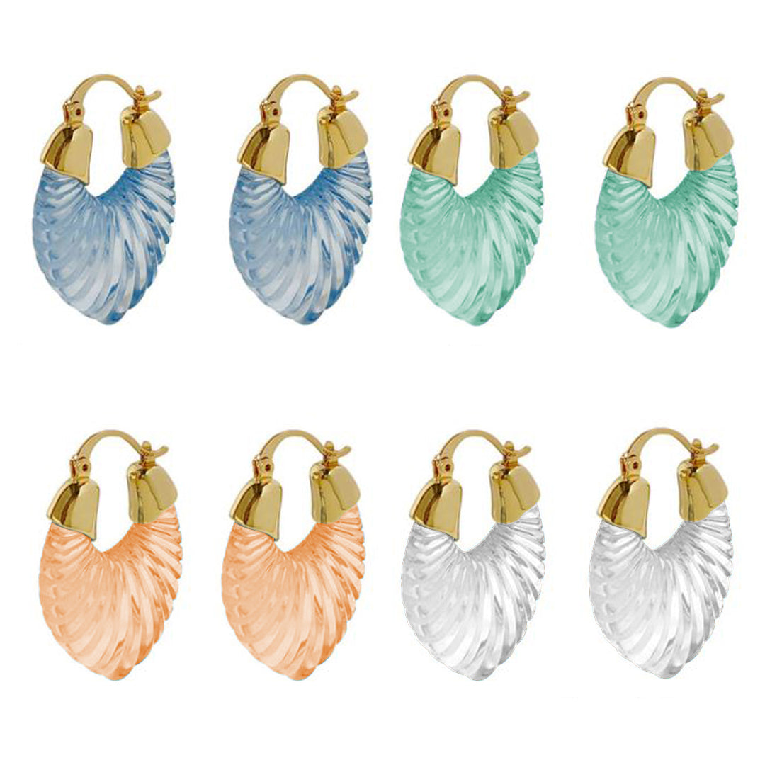 4 x Shell Hoop Earrings Set