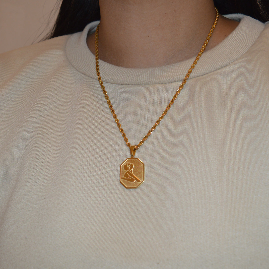APHRODITE. Gold Woman's Body Pendant Necklace