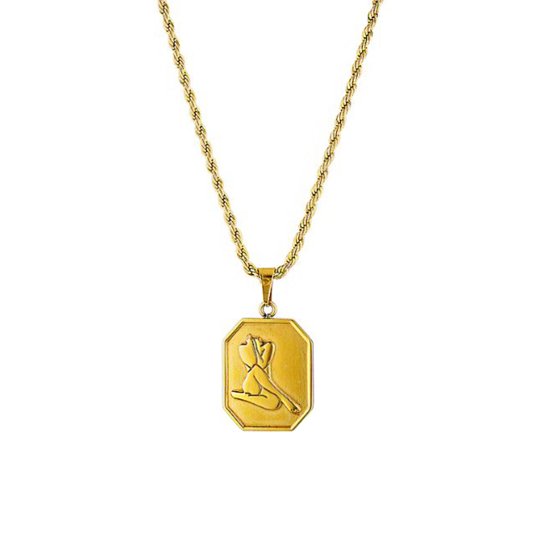 APHRODITE. Gold Woman's Body Pendant Necklace