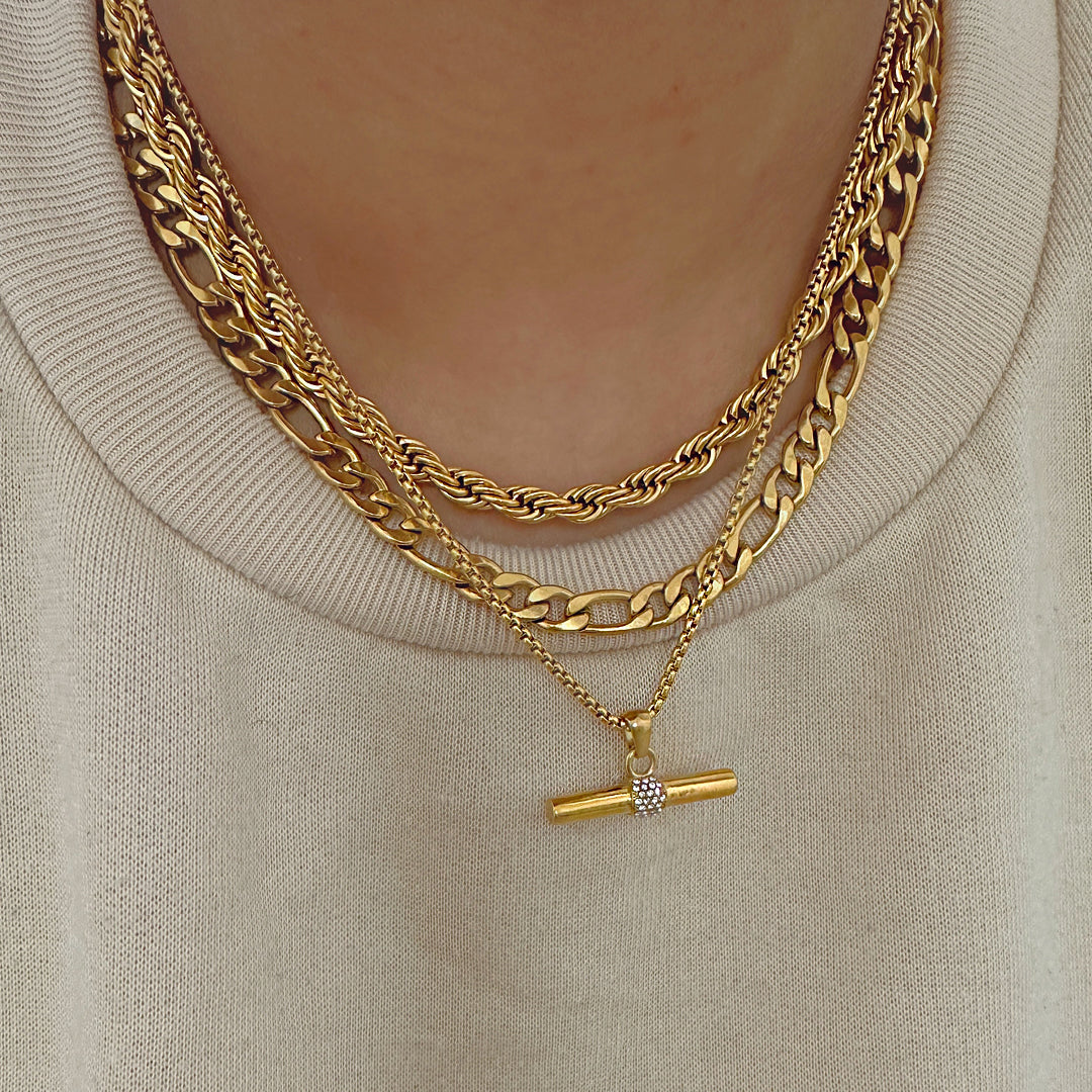 AURELIE. Crystal T Bar Necklace IMPERFECT