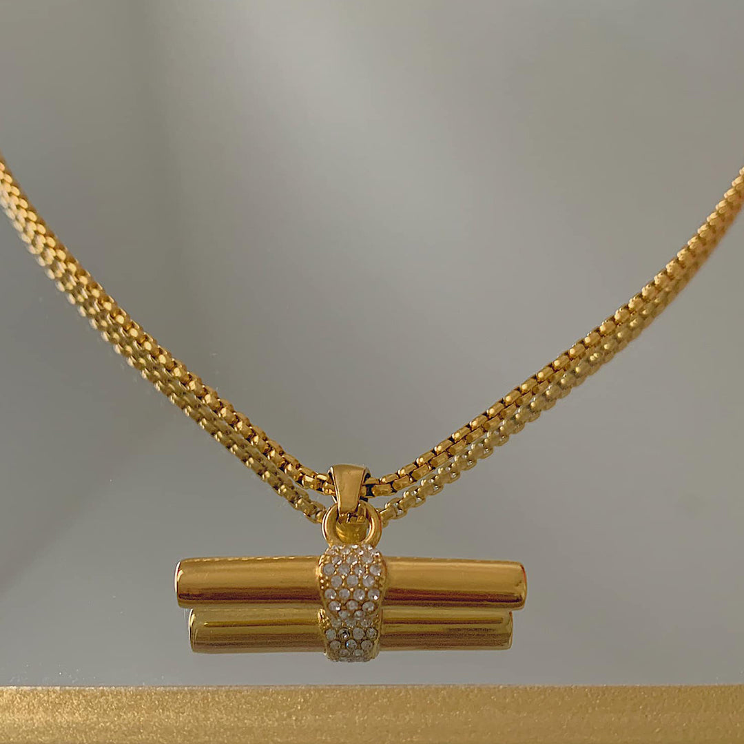 AURELIE. Crystal T Bar Necklace IMPERFECT