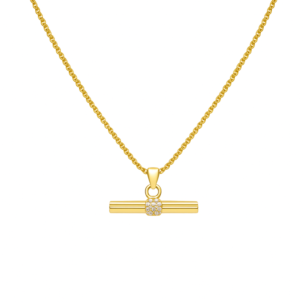AURELIE. Crystal T Bar Necklace