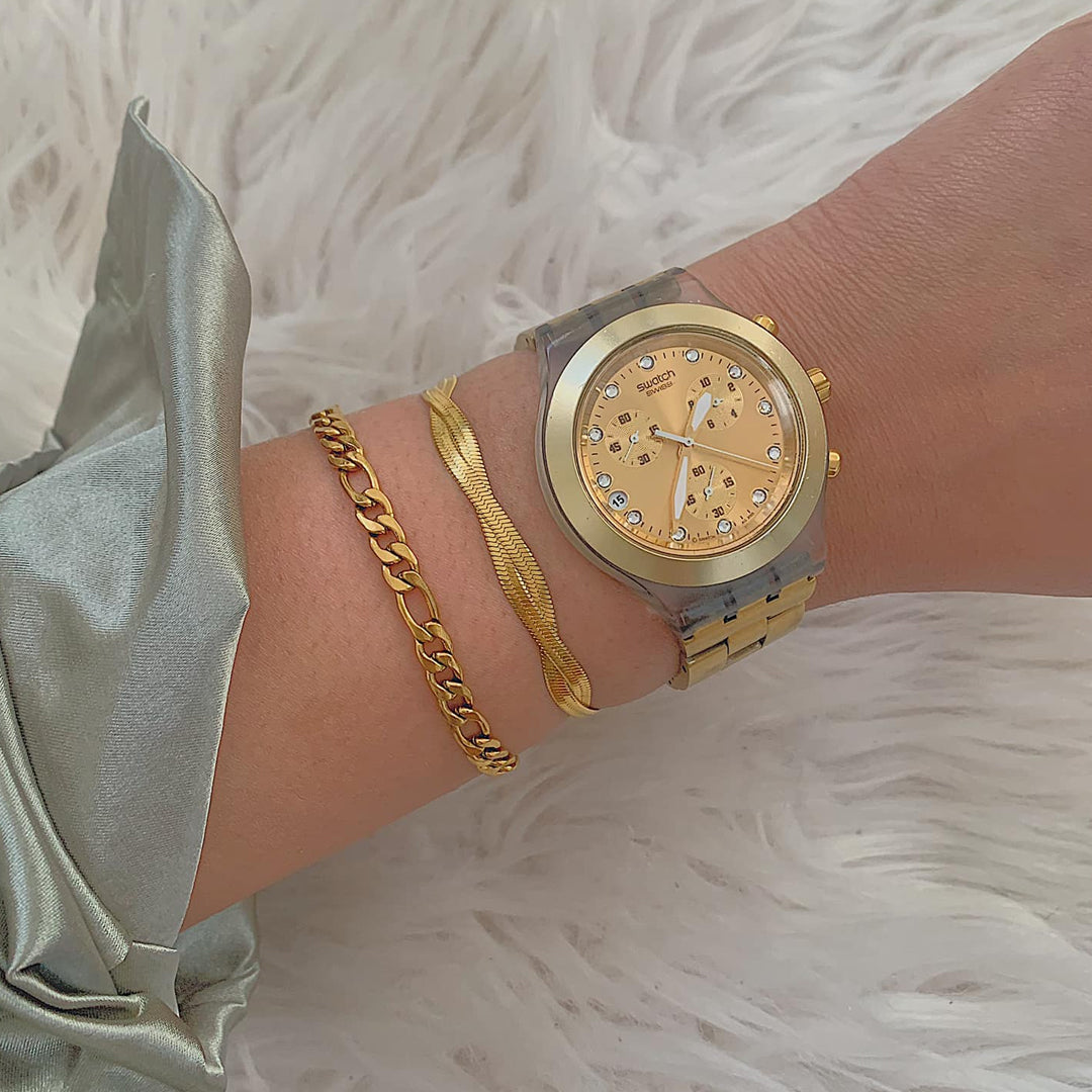 MOZART. Gold Figaro Chain Bracelet