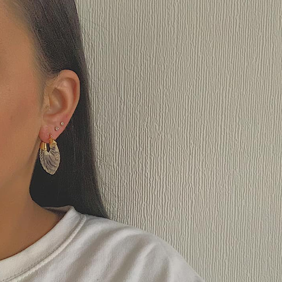 4 x Shell Hoop Earrings Set