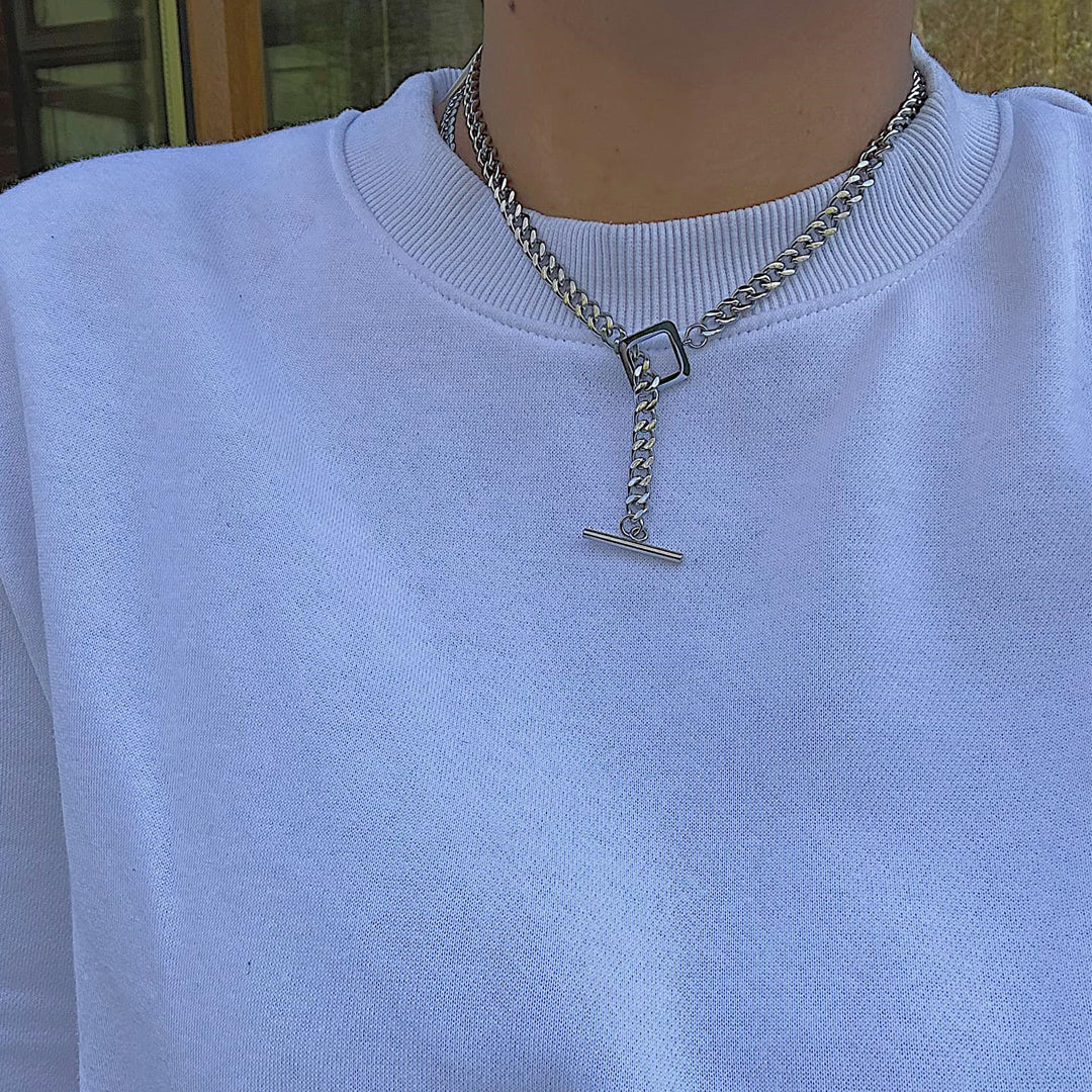 DEMETRIUS. Silver T Bar Toggle Necklace