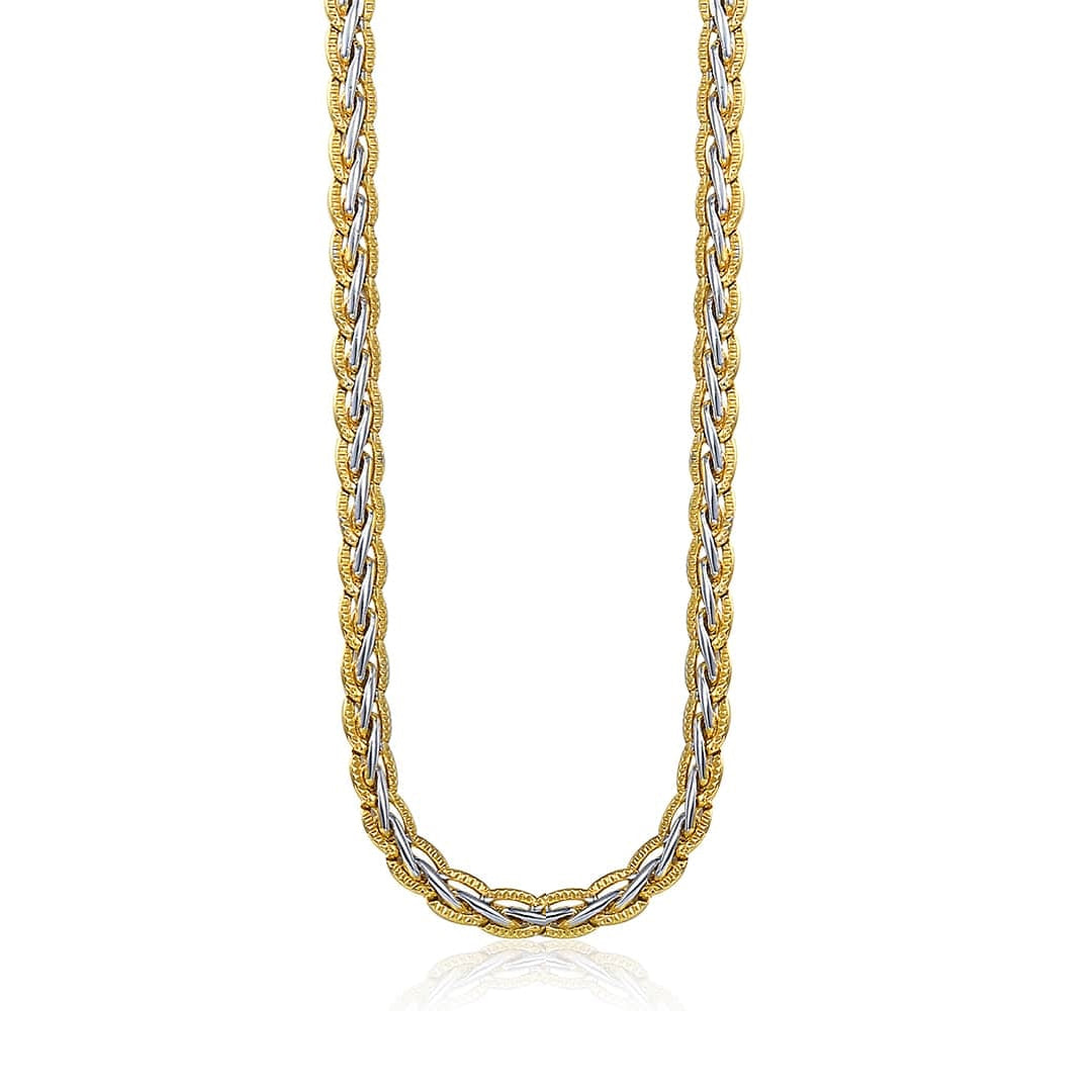 ECLAT. Gold and Silver Two Tone Braided Snake Chain Necklace