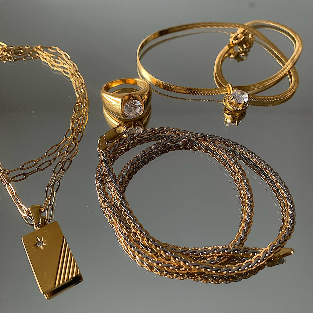 CARTER. Gold Crystal Tag Necklace IMPERFECT