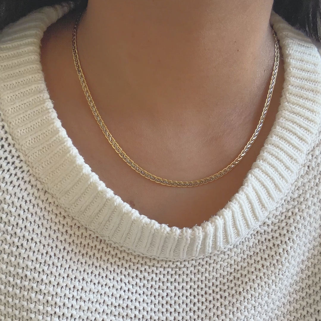 ECLAT. Gold and Silver Two Tone Braided Snake Chain Necklace