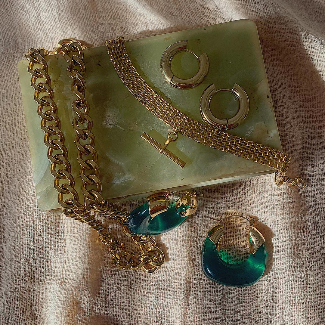 FARLEY. Jade Green Statement Earrings