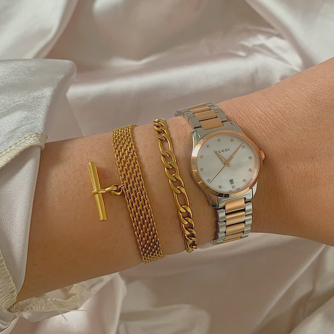 MOZART. Gold Figaro Chain Bracelet