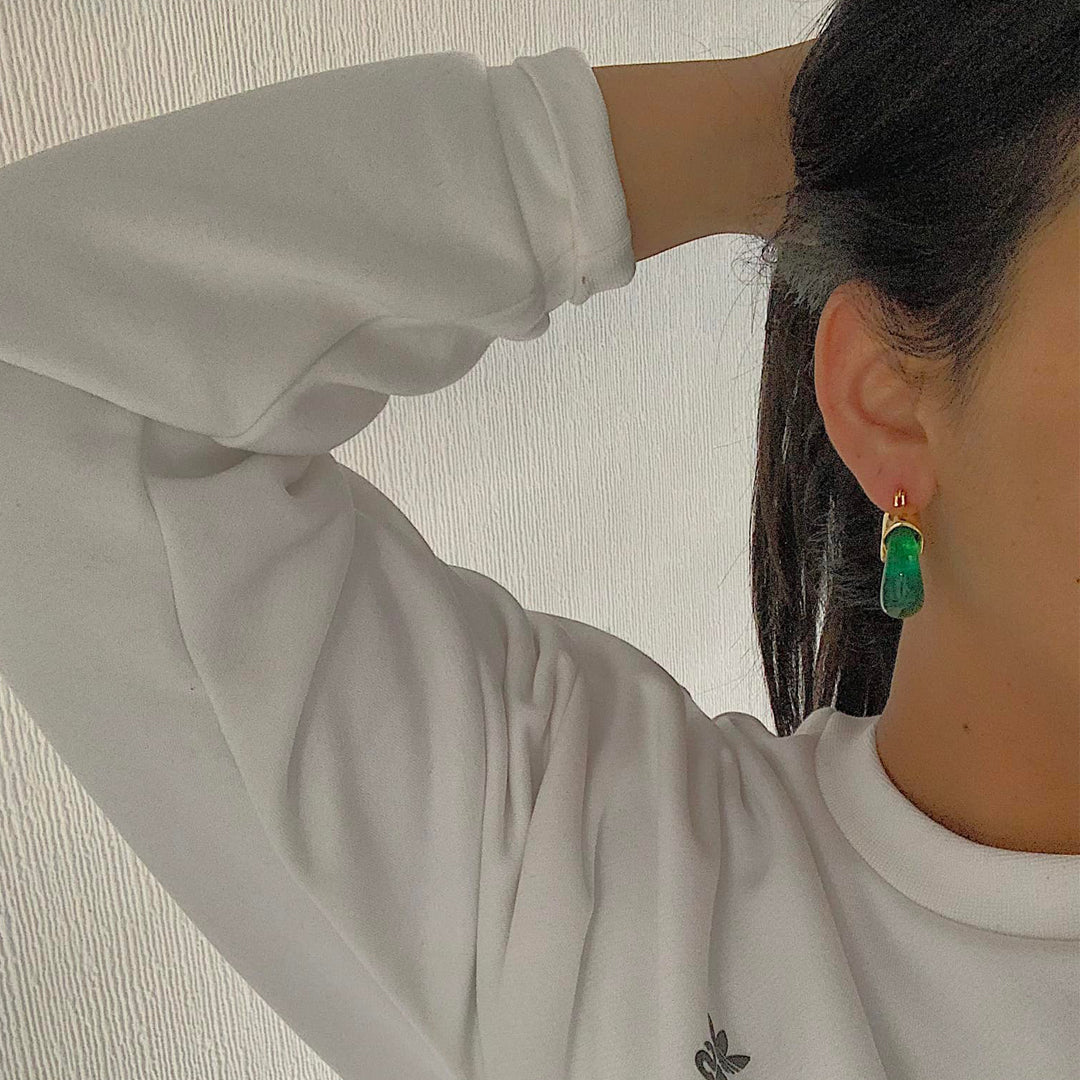 FARLEY. Jade Green Statement Earrings