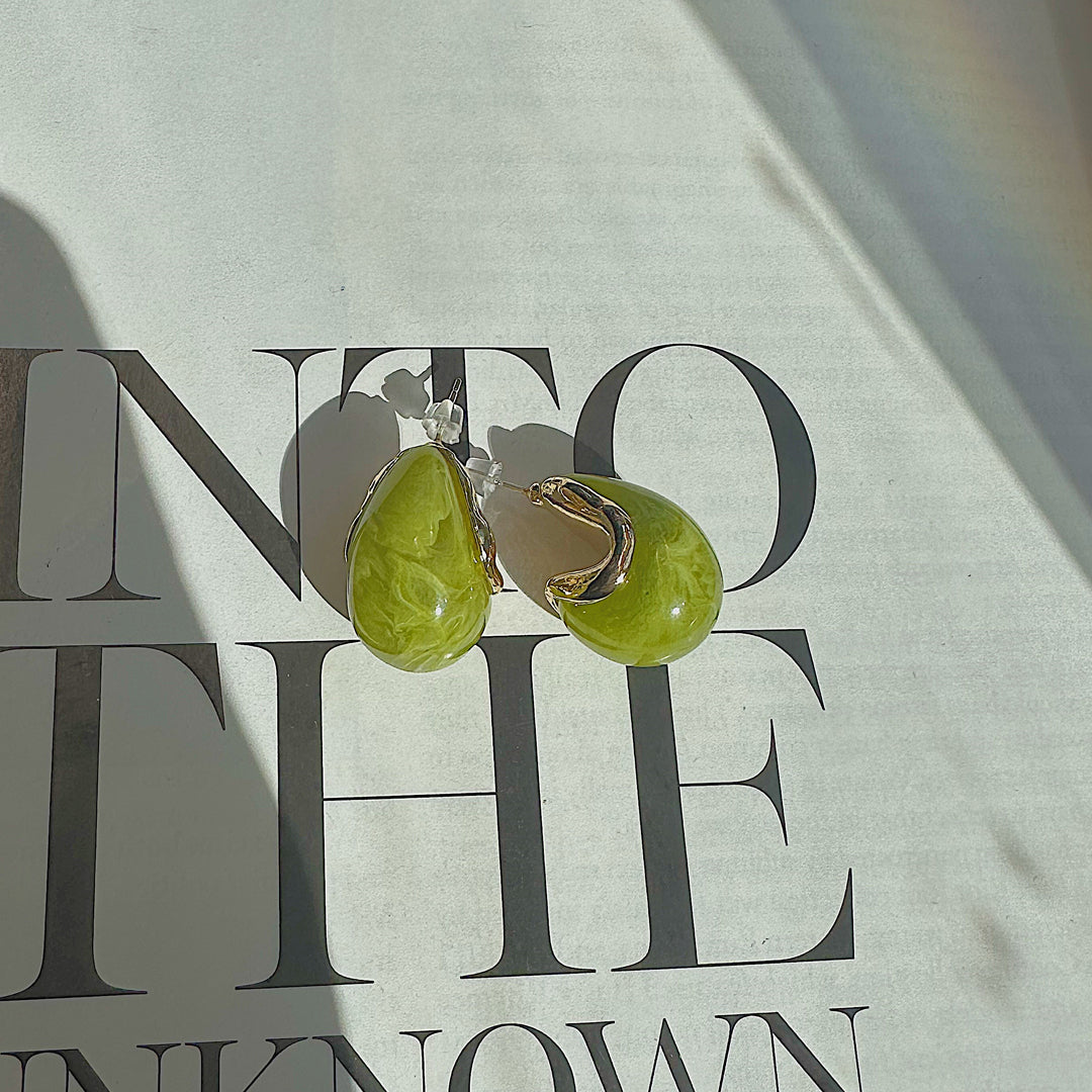 FERN. Green Marble Earrings IMPERFECT