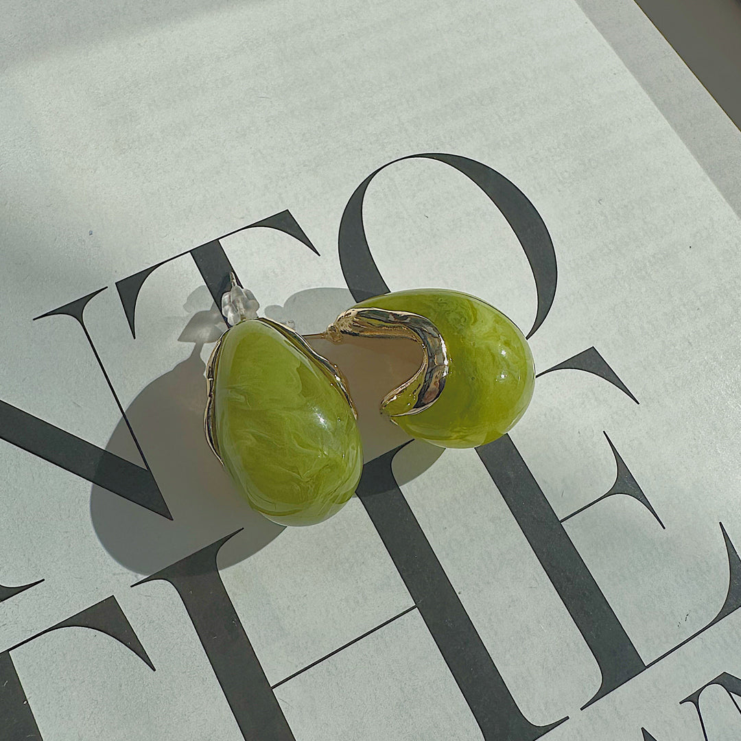 FERN. Green Marble Earrings IMPERFECT