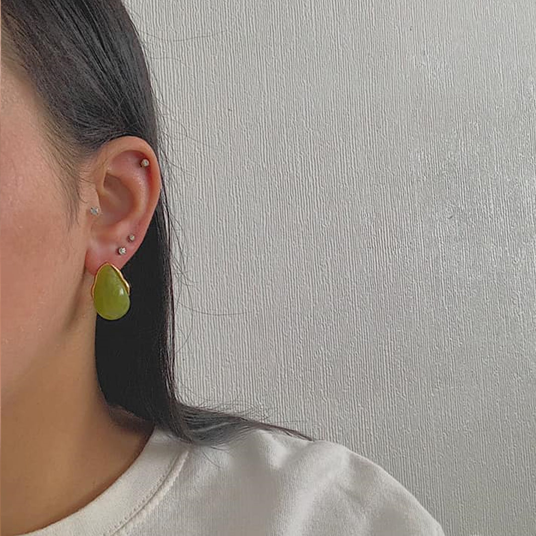 FERN. Green Marble Earrings IMPERFECT