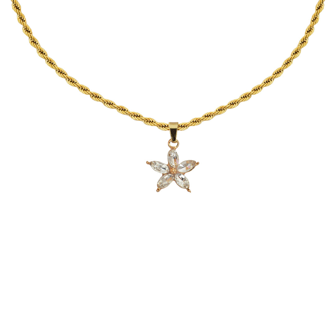 FLORA. Crystal Flower Pendant Necklace