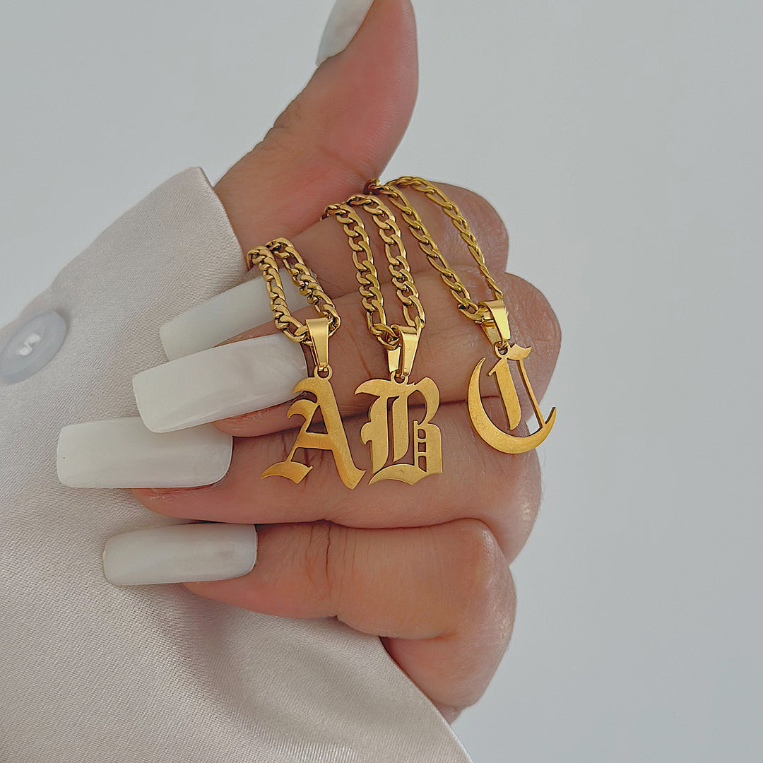 ICON. Gothic Initial Necklace IMPERFECT