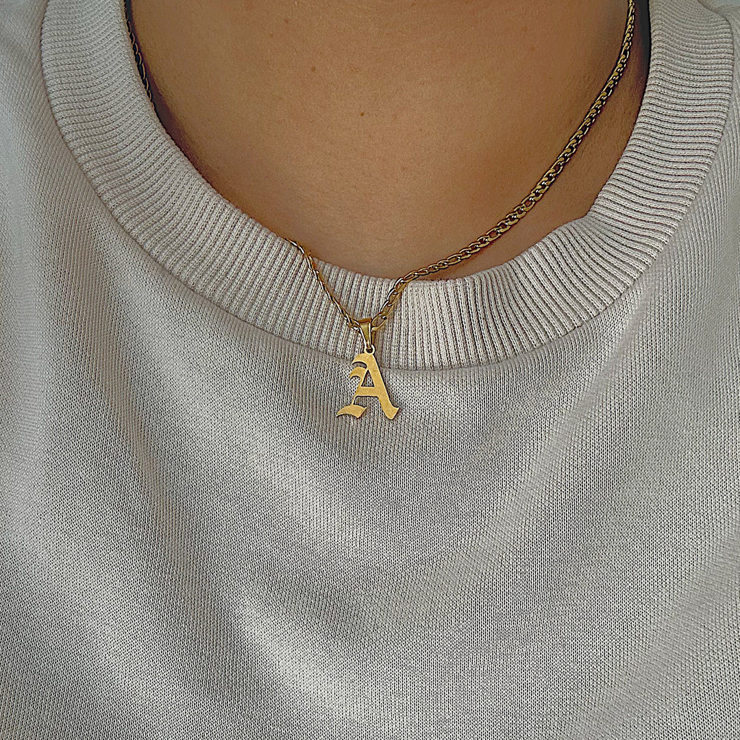 ICON. Gothic Initial Necklace IMPERFECT
