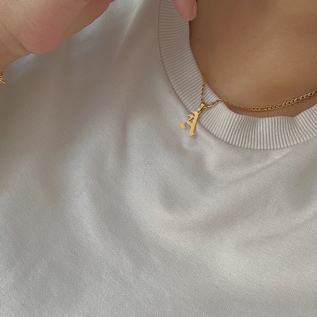 ICON. Gothic Initial Necklace IMPERFECT