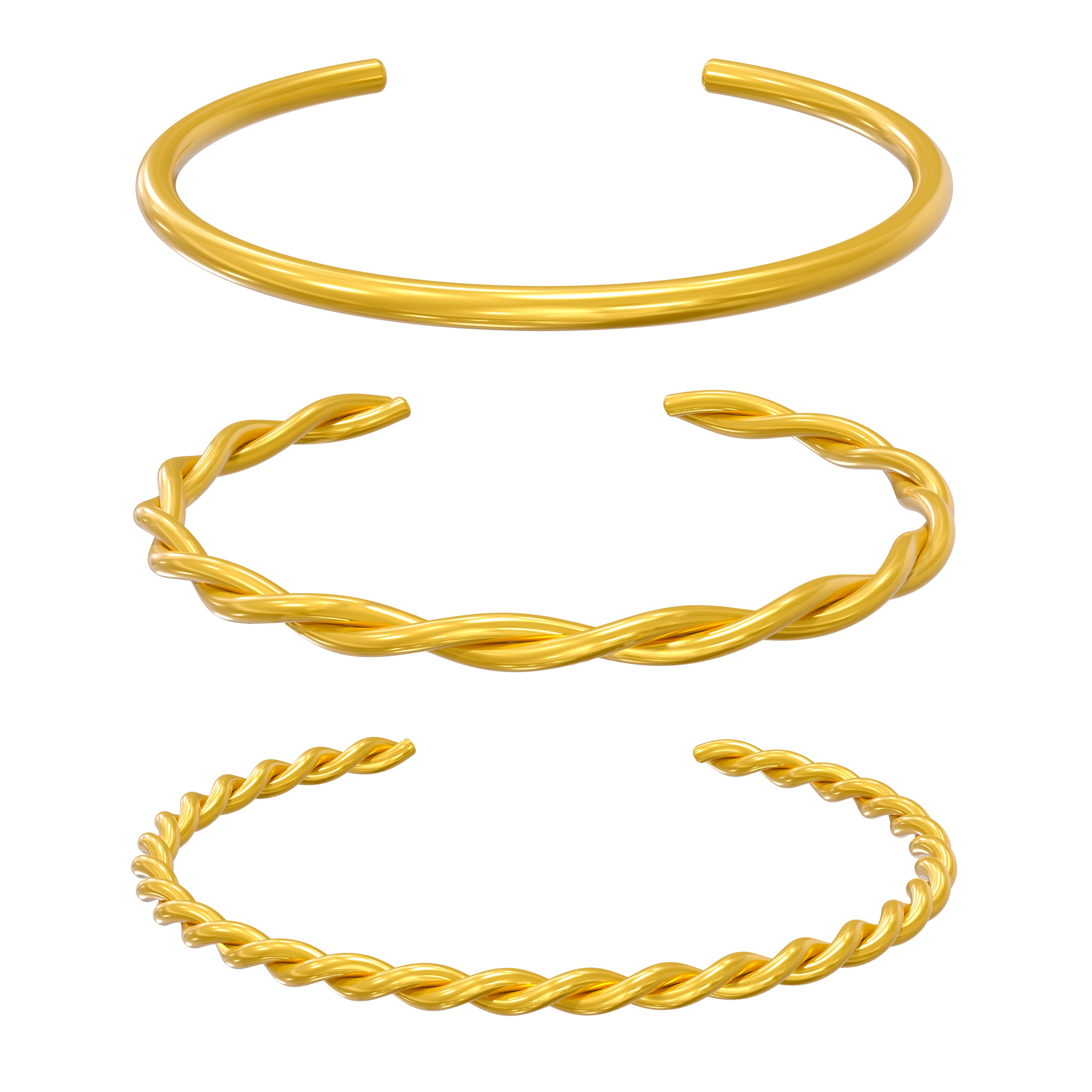 LAURENT. 3 Piece Gold Rope Bangle Set