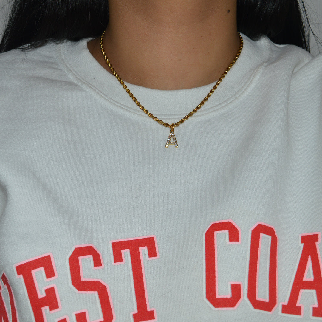LE PRÈNOM. Crystal Initial Chain Necklace