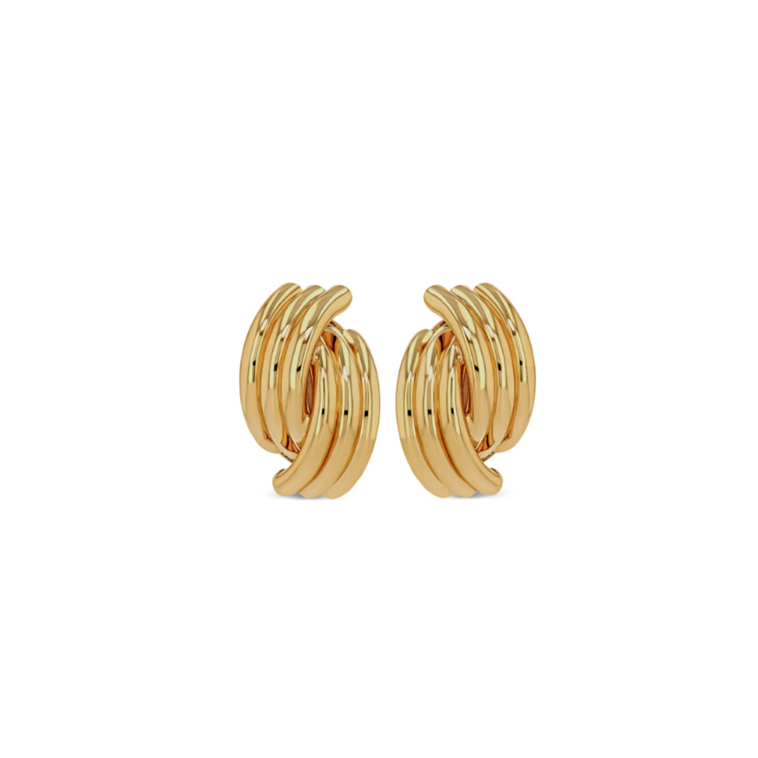 LISSOME. Gold Ribbed Knot Stud Earrings