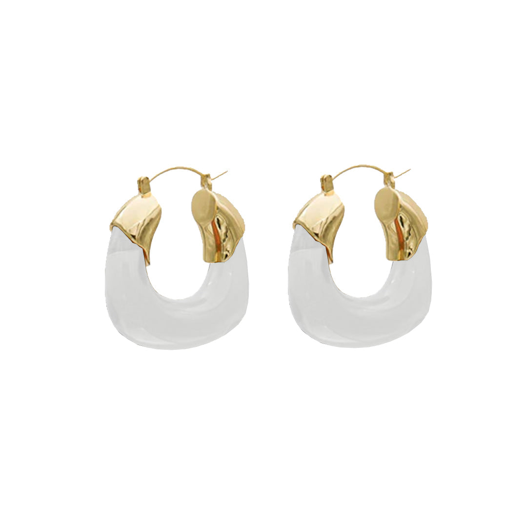 LIXUE. Clear White Statement Earrings IMPERFECT