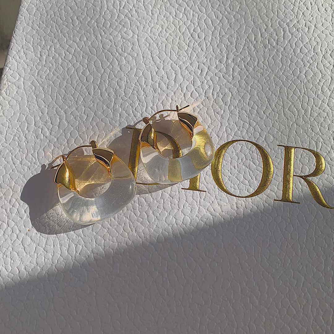 LIXUE. Clear White Statement Earrings IMPERFECT