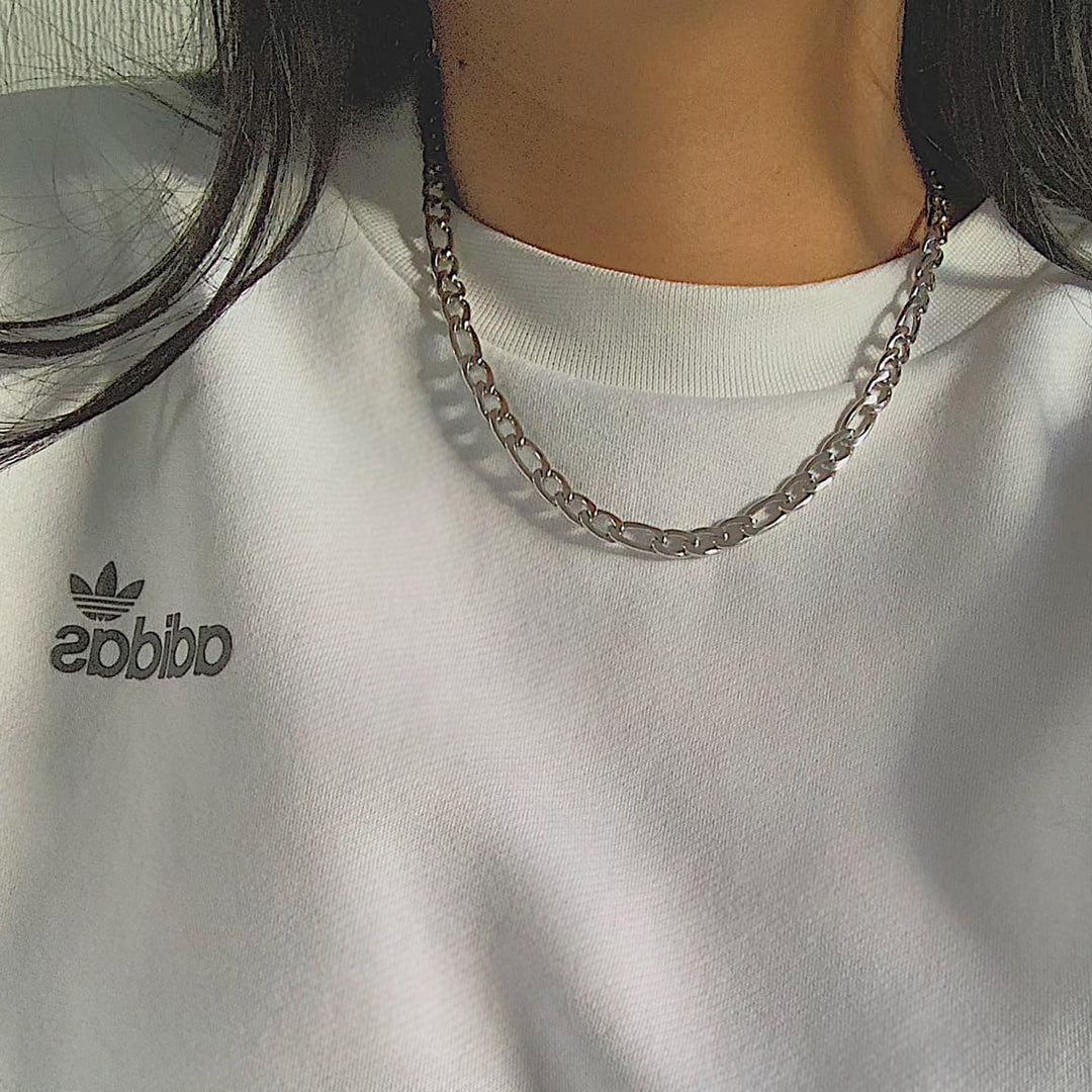 LUDWIG XL. Chunky Silver Figaro Chain Necklace