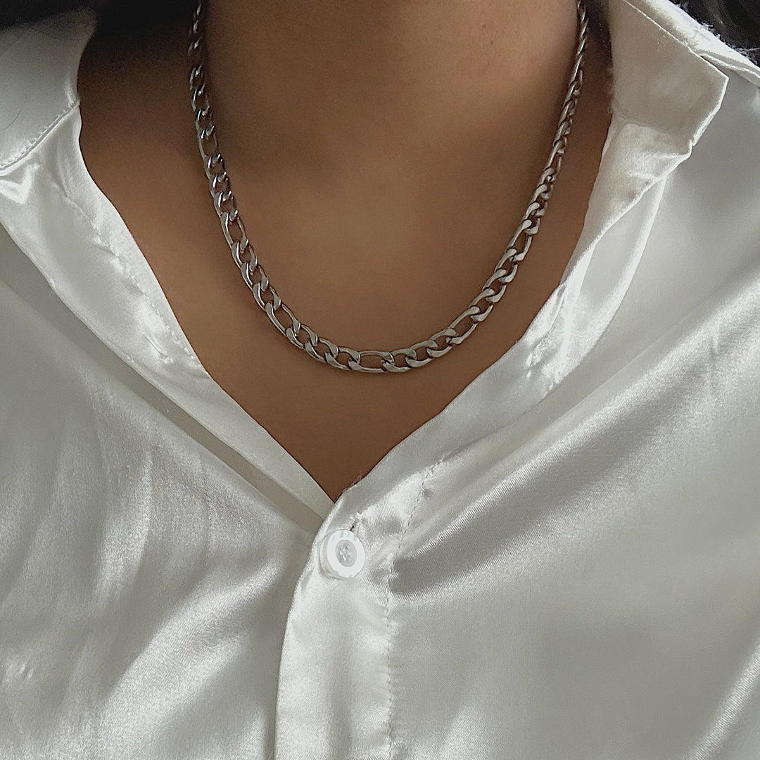 LUDWIG XL. Chunky Silver Figaro Chain Necklace