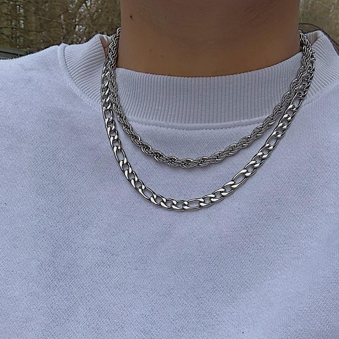 LUDWIG XL. Chunky Silver Figaro Chain Necklace
