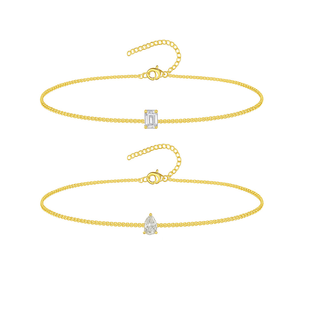 LUNAE. Gold Crystal Dainty Bracelet Set