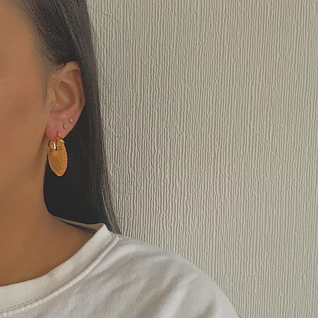 4 x Shell Hoop Earrings Set