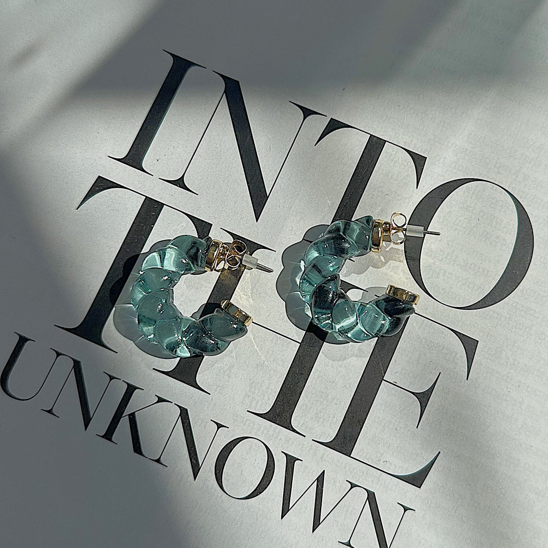 MIST. Blue Rope Twist Hoop Earrings