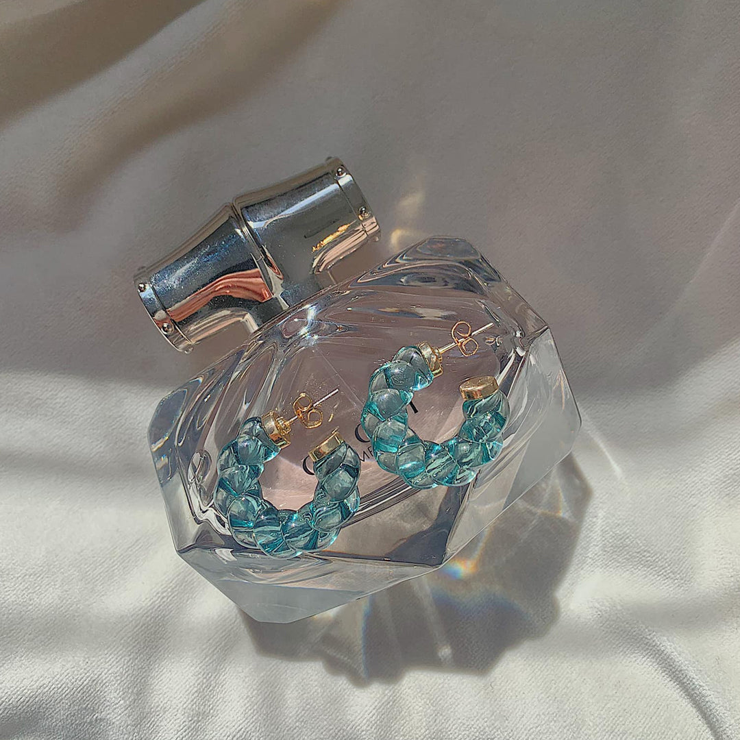 MIST. Blue Rope Twist Hoop Earrings