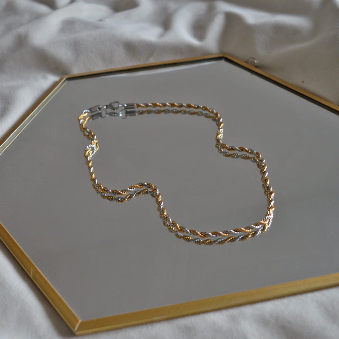 MONARCH. Gold Silver Mixed Metal Rope Necklace