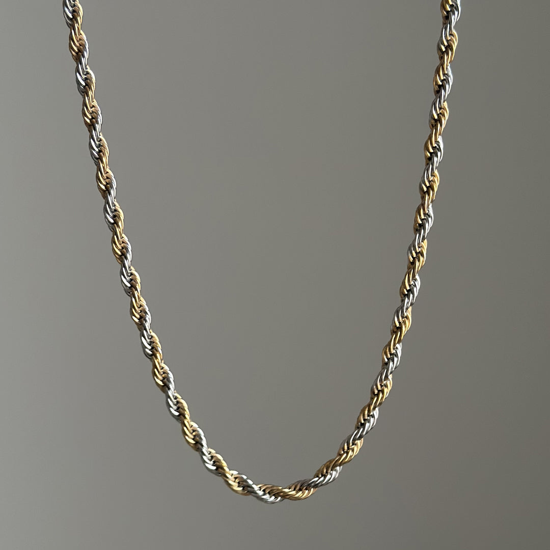MONARCH. Gold Silver Mixed Metal Rope Necklace