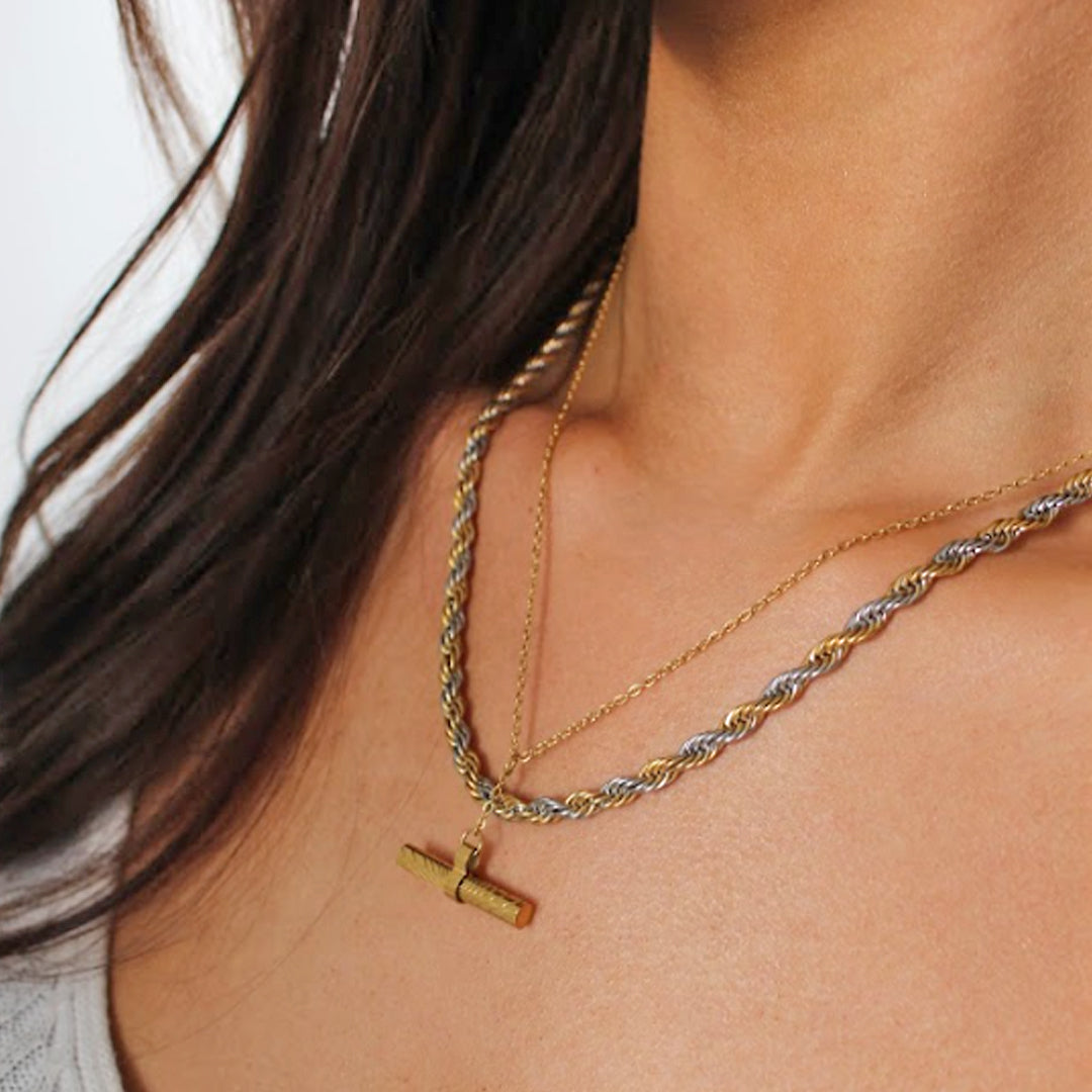 MONARCH. Gold Silver Mixed Metal Rope Necklace