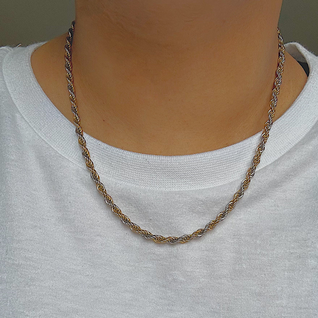 MONARCH. Gold Silver Mixed Metal Rope Necklace