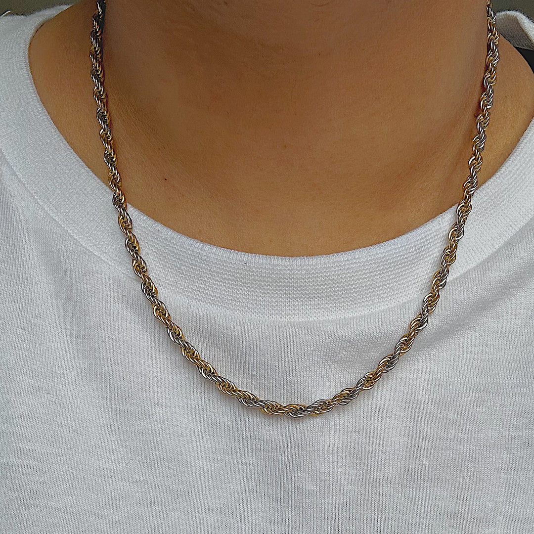 MONARCH. Gold Silver Mixed Metal Rope Necklace