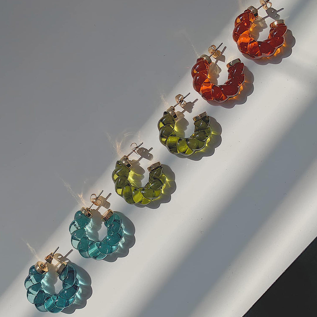3 x Twist Hoop Earrings Set