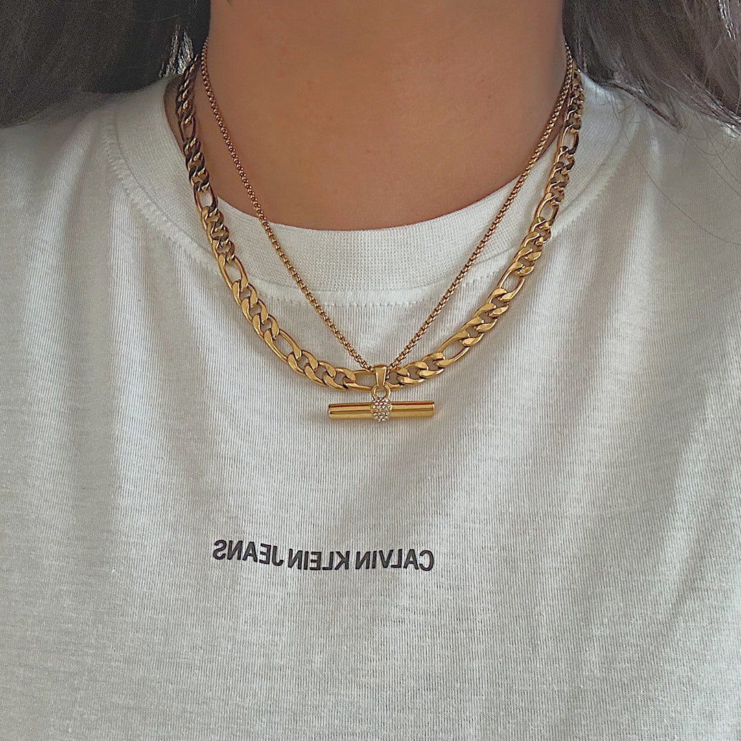 AURELIE. Crystal T Bar Necklace
