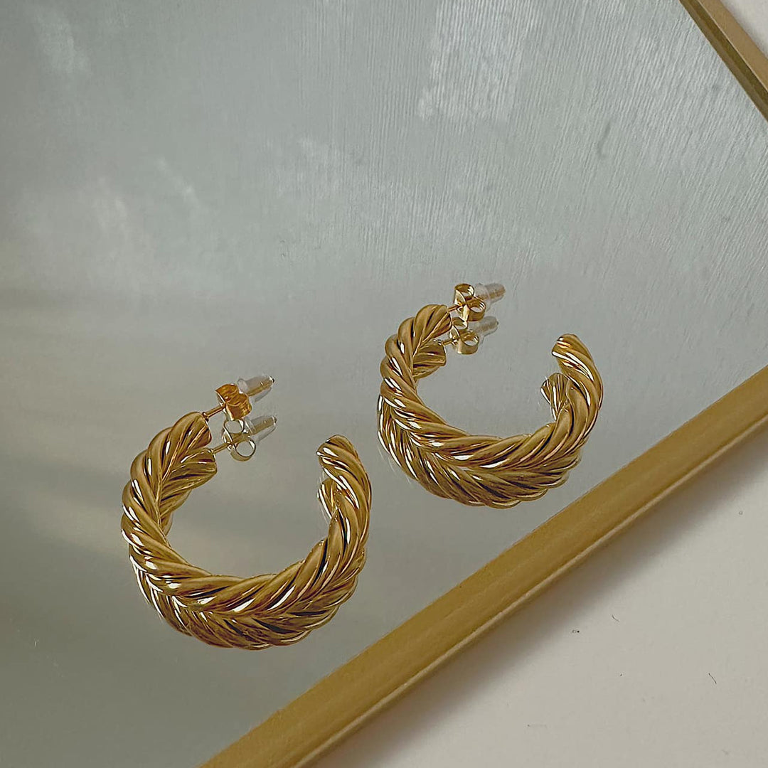 MUSE. Gold Twist Hoop Earrings