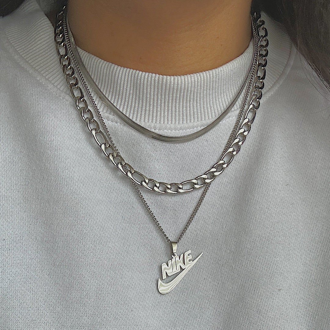 SERPENTINE ARGENT. Silver Snake Chain Necklace