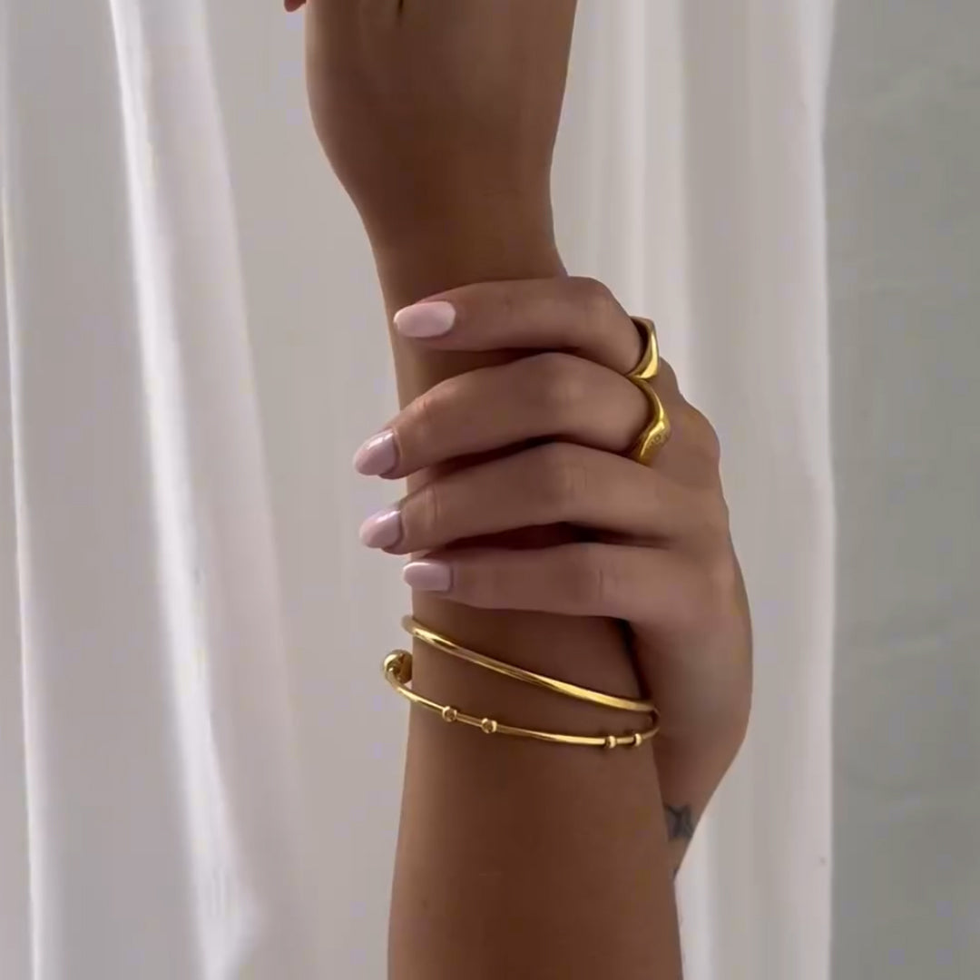 OXFORD. Gold Ball Cuff Bangle