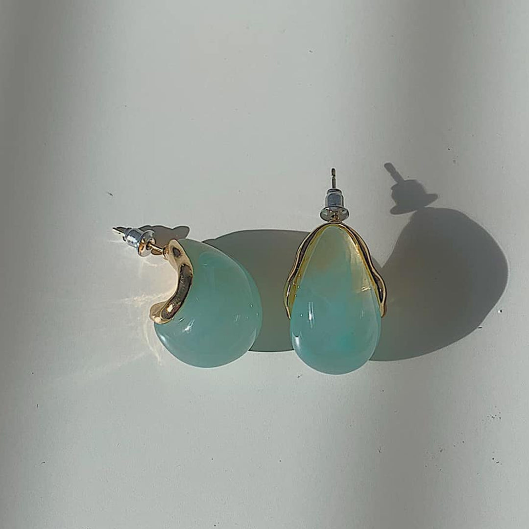 OYSTER. Turquoise Blue Marble Earrings