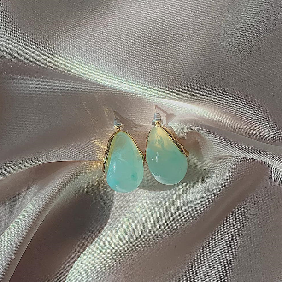OYSTER. Turquoise Blue Marble Earrings